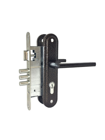 Замок Absolyute (Абсолют) врезной цилиндровый с защёлкой в комплекте с ручкой ЗВ4-3/09Р (медь), 4 кл.