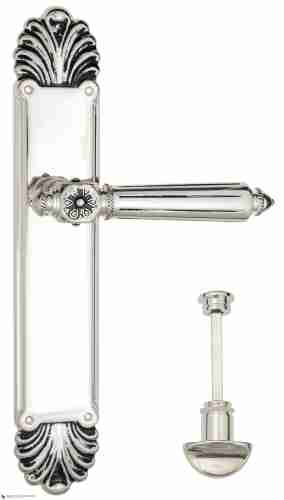 Дверная ручка Venezia "CASTELLO" WC-2 на планке PL87 натуральное серебро + черный