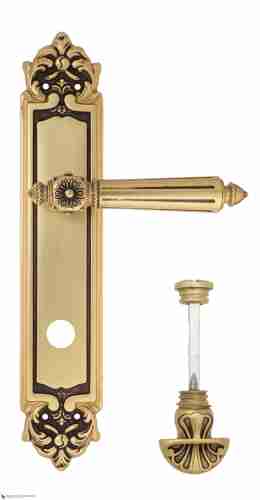 Дверная ручка Venezia "CASTELLO" WC-4 на планке PL96 французское золото + коричневый