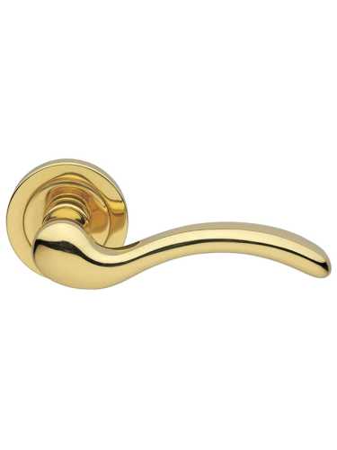 Ручка дверная Morelli Luxury PATRICIA R2 OTL раздельная на круглой розетке, цвет золото, латунь