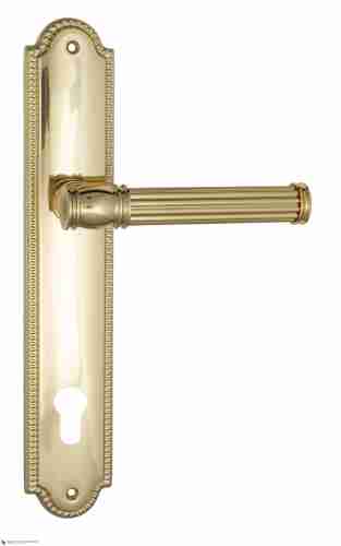 Дверная ручка Venezia "IMPERO" CYL на планке PL98 полированная латунь