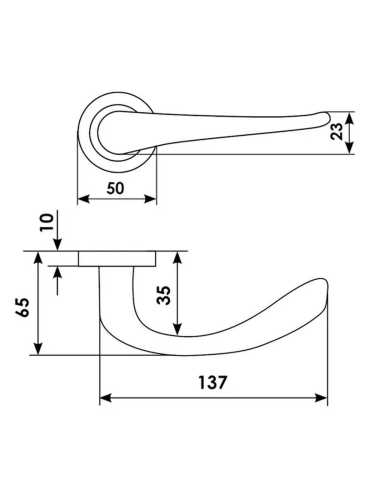 Ручка дверная Morelli Luxury GOLF R4 NIS раздельная на круглой розетке, цвет матовый никель, латунь