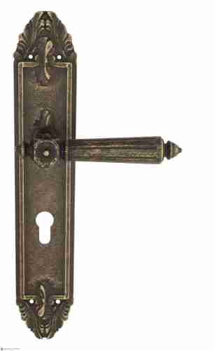 Дверная ручка Venezia "CASTELLO" CYL на планке PL90 античная бронза