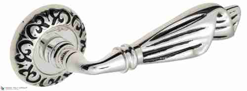 Дверная ручка Venezia "OPERA" D4 натуральное серебро + черный