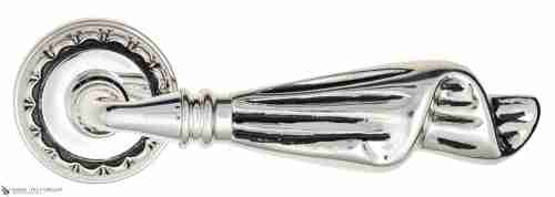 Дверная ручка Venezia "OPERA" D2 натуральное серебро + черный