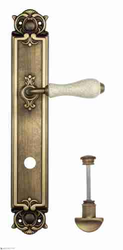 Дверная ручка Venezia "COLOSSEO" белая керамика паутинка WC-2 на планке PL97 матовая бронза