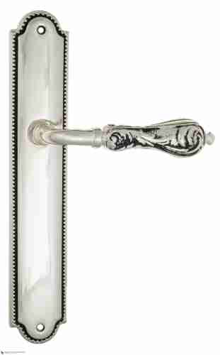 Дверная ручка Venezia "MONTE CRISTO" на планке PL98 натуральное серебро + черный