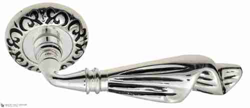 Дверная ручка Venezia "OPERA" D4 натуральное серебро + черный