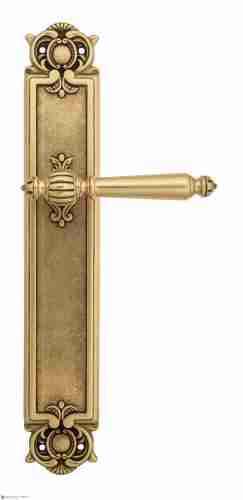 Дверная ручка Venezia "PELLESTRINA" на планке PL97 французское золото + коричневый