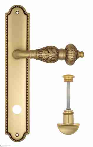 Дверная ручка Venezia "LUCRECIA" WC-2 на планке PL98 французское золото + коричневый