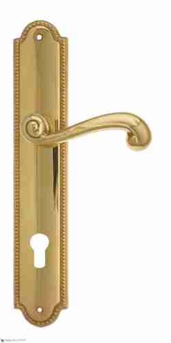 Дверная ручка Venezia "CARNEVALE" CYL на планке PL98 полированная латунь