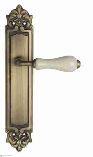 Дверная ручка Venezia "COLOSSEO" белая керамика паутинка на планке PL96 матовая бронза