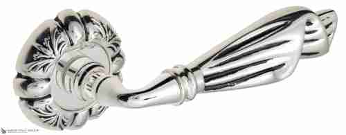 Дверная ручка Venezia "OPERA" D5 натуральное серебро + черный