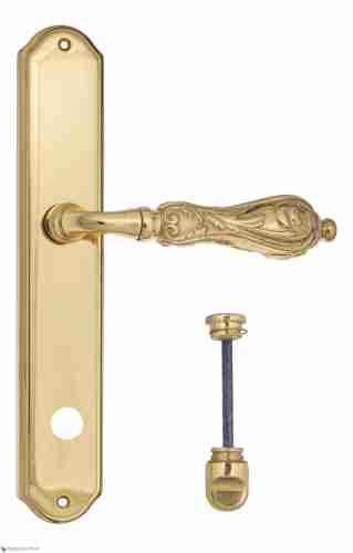 Дверная ручка Venezia "MONTE CRISTO" WC-2 на планке PL02 полированная латунь