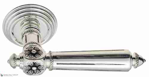 Дверная ручка Venezia "CASTELLO" D8 натуральное серебро + черный