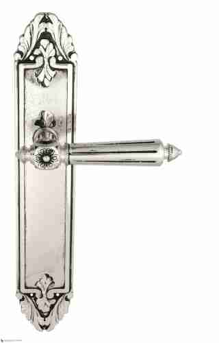 Дверная ручка Venezia "CASTELLO" на планке PL90 натуральное серебро + черный