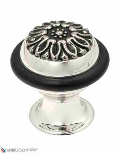 Упор дверной напольный Venezia ST5 натуральное серебро + черный