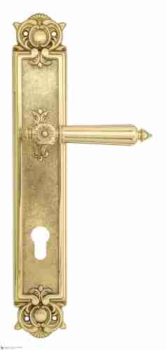 Дверная ручка Venezia "CASTELLO" CYL на планке PL97 полированная латунь