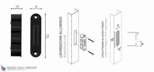 Защелка магнитная Fratelli Cattini MAG MINI A для алюминиевых дверей матовый серый