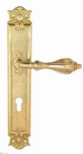 Дверная ручка Venezia "ANAFESTO" CYL на планке PL97 полированная латунь