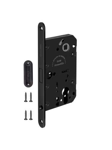 Замок межкомнатный магнитный под цилиндр с ответной планкой GRAVITY G02.190.50.85 BL черный