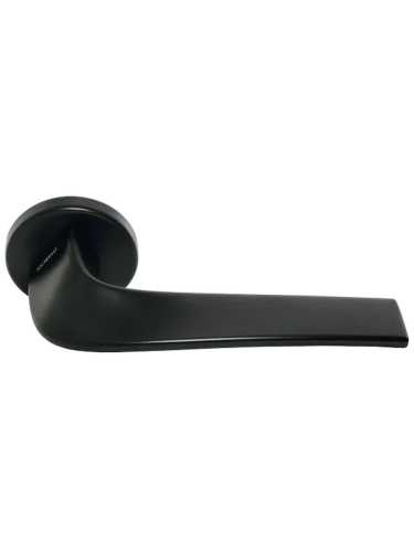 Ручка дверная Morelli Luxury COMETA R5 NERO раздельная на круглой розетке, цвет черный, ЦАМ