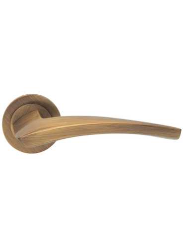 Ручка дверная Morelli Luxury WIND R1 OBR раздельная на круглой розетке, цвет кофе, латунь