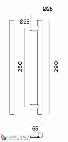 Ручка скоба Venezia "EXA" 290мм (250мм) золото 24К