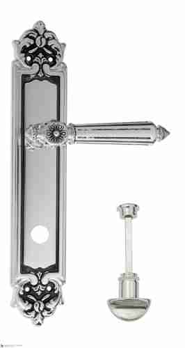 Дверная ручка Venezia "CASTELLO" WC-2 на планке PL96 натуральное серебро + черный