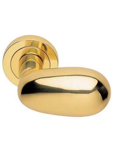 Ручка дверная Morelli Luxury UOVO R2 OTL раздельная на круглой розетке, цвет золото, латунь