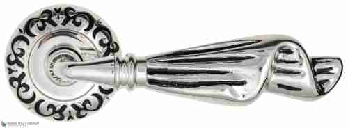 Дверная ручка Venezia "OPERA" D4 натуральное серебро + черный