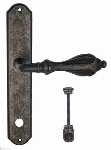 Дверная ручка Venezia "ANAFESTO" WC-2 на планке PL02 античное серебро