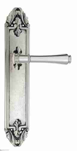 Дверная ручка Venezia "CALLISTO" на планке PL90 натуральное серебро + черный