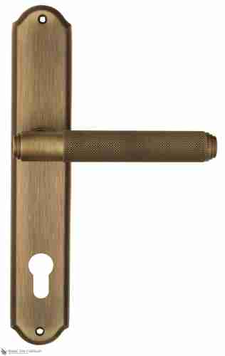 Дверная ручка Venezia "EXA ZIG" CYL на планке PL02 матовая бронза