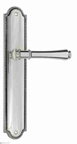 Дверная ручка Venezia "CALLISTO" на планке PL98 натуральное серебро + черный