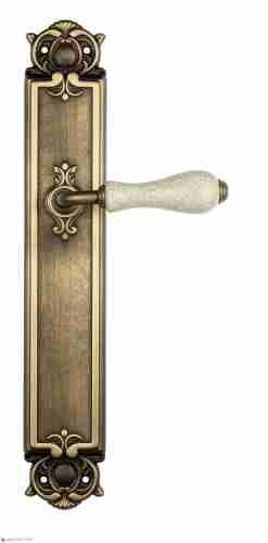 Дверная ручка Venezia "COLOSSEO" белая керамика паутинка на планке PL97 матовая бронза