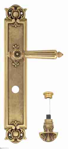 Дверная ручка Venezia "CASTELLO" WC-4 на планке PL97 французское золото + коричневый
