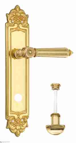 Дверная ручка Venezia "CASTELLO" WC-2 на планке PL96 полированная латунь
