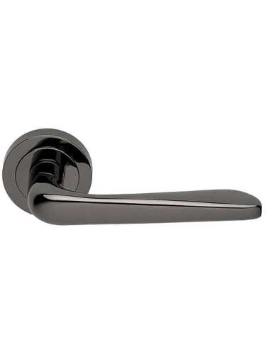 Ручка дверная Morelli Luxury PETRA R2 NIN раздельная на круглой розетке, цвет черный никель, латунь