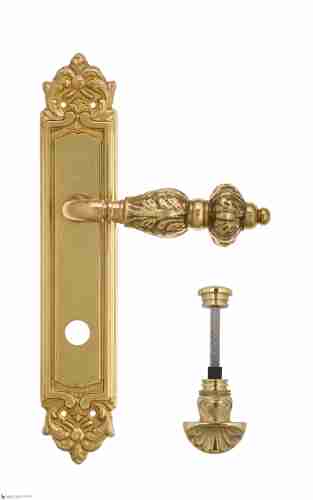 Дверная ручка Venezia "LUCRECIA" WC-4 на планке PL96 полированная латунь
