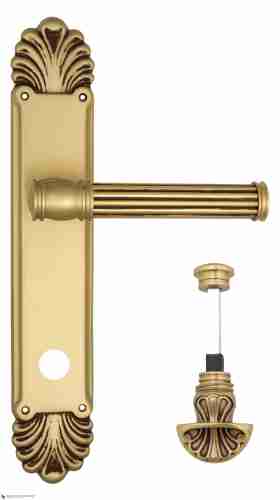 Дверная ручка Venezia "IMPERO" WC-4 на планке PL87 французcкое золото + коричневый