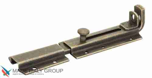 256OA30 Задвижка дверная усиленная с отверствием для навесного замка ALDEGHI 300мм античная бронза