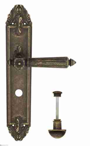 Дверная ручка Venezia "CASTELLO" WC-2 на планке PL90 античная бронза