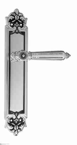 Дверная ручка Venezia "CASTELLO" на планке PL96 натуральное серебро + черный