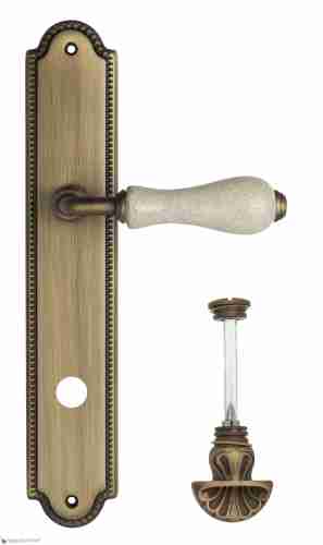 Дверная ручка Venezia "COLOSSEO" белая керамика паутинка WC-4 на планке PL98 матовая бронза