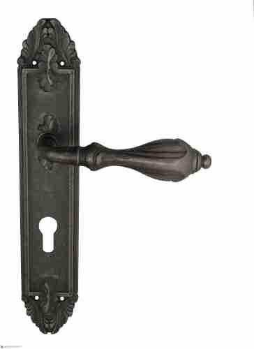 Дверная ручка Venezia "ANAFESTO" CYL на планке PL90 античное серебро