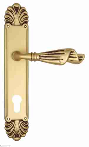 Дверная ручка Venezia "OPERA" CYL на планке PL87 французское золото + коричневый