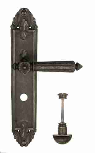 Дверная ручка Venezia "CASTELLO" WC-4 на планке PL90 античное серебро