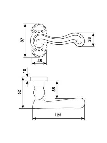 Ручка дверная Morelli Luxury LOUVRE V CSA на фигурной розетке, цвет - матовый хром