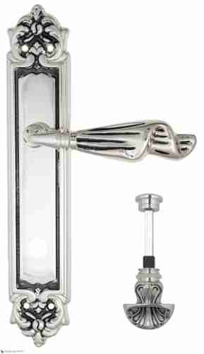 Дверная ручка Venezia "OPERA" WC-4 на планке PL96 натуральное серебро + черный